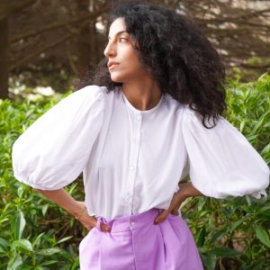 Blusa Mag Manga Globo Blanca