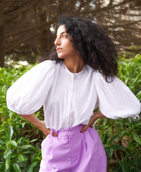 Blusa Mag Manga Globo Blanca