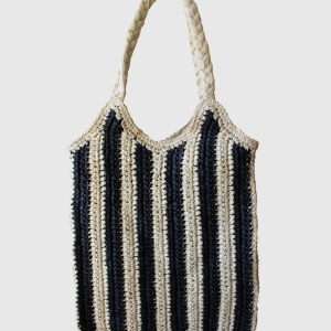 Bolso Fibra Natural Lineas Nero