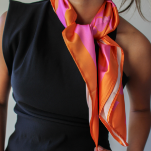 Pañuelo Grande Flores Naranja