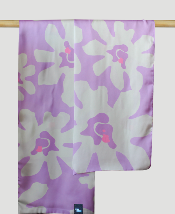 Pañuelo Largo Flores Lila - Imagen 3
