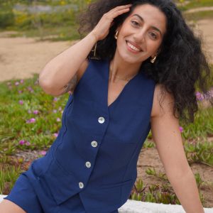 Vest Iky Sastrero Lino Azul Marino